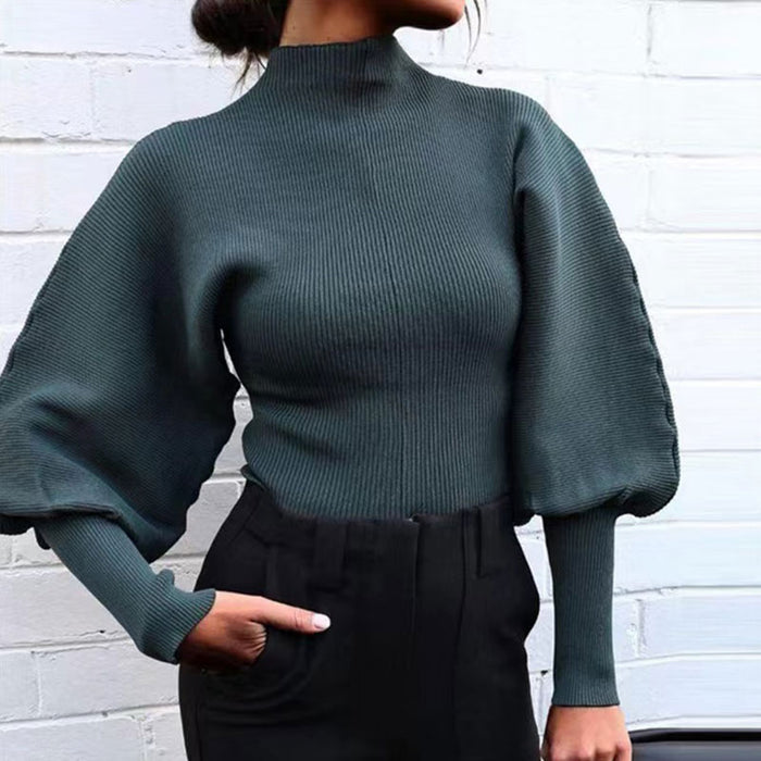 trui met pofmouwen groen