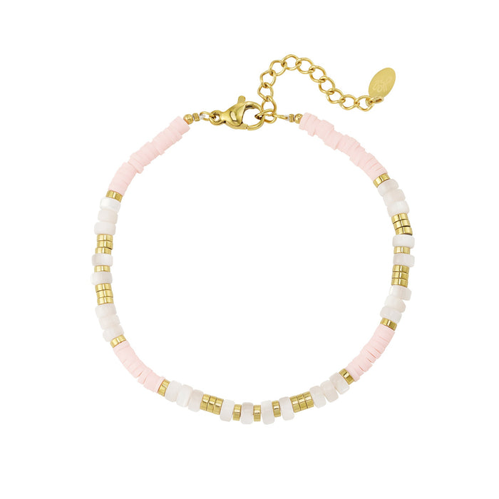 Armband met smalle kralen - Roze