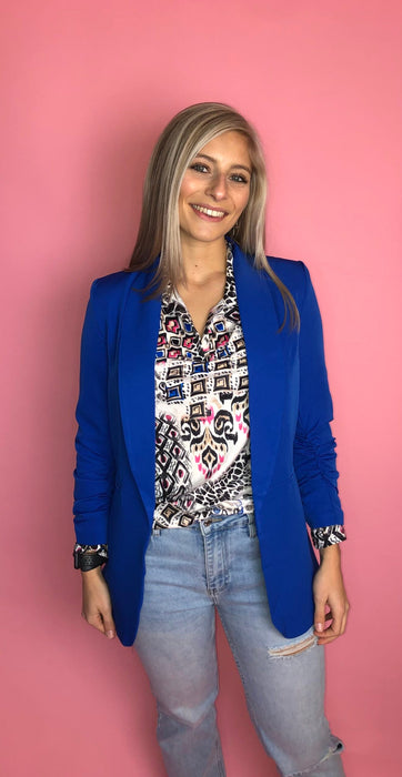 Blazer met ophaal Mouw - Blauw