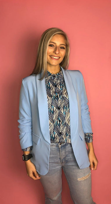 Blazer met ophaal Mouw - Licht Blauw