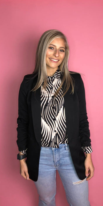 Blazer met ophaal Mouw - Zwart