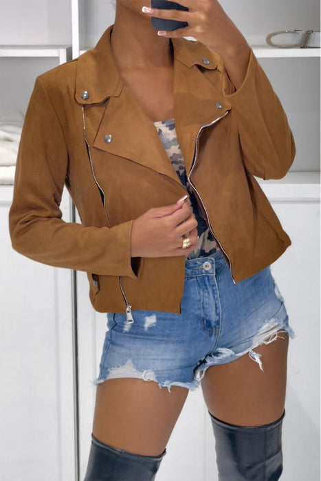 Camel Suede Blazer Jacket