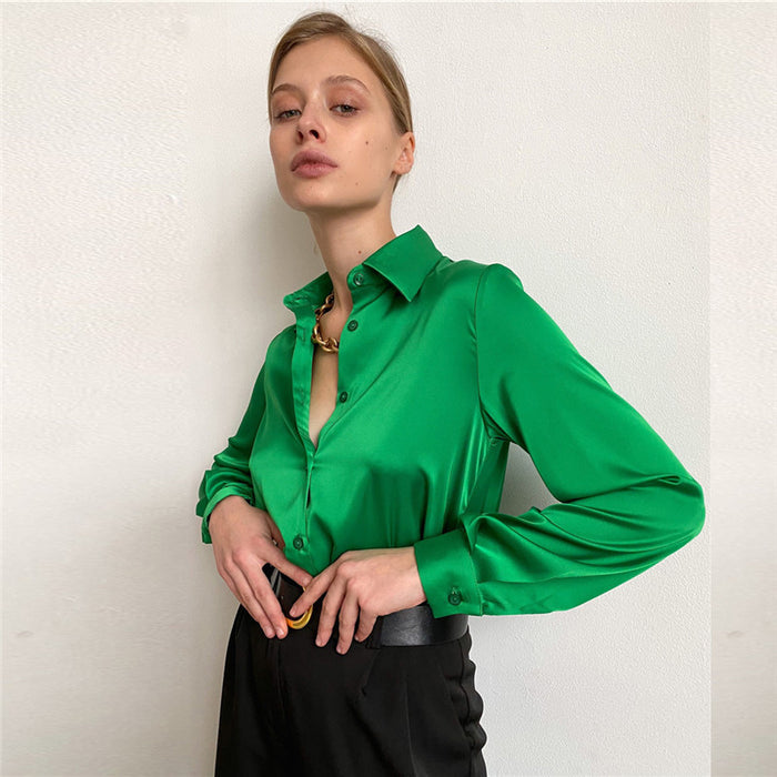 Groene Satijnen Blouse