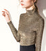 Gouden Glitter Top Lange Mouw