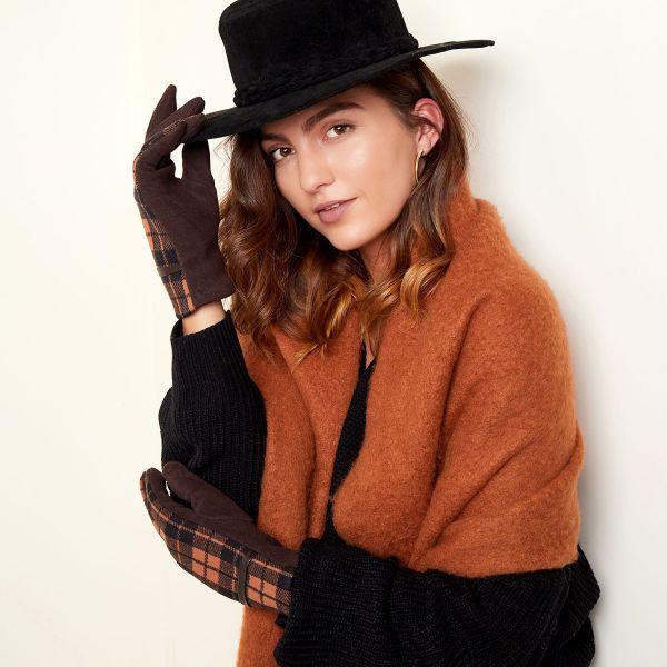 Checkered gloves brown