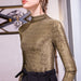 Gouden Glitter Top Lange Mouw