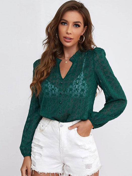 Groene Blouse Lange Mouwen Dames