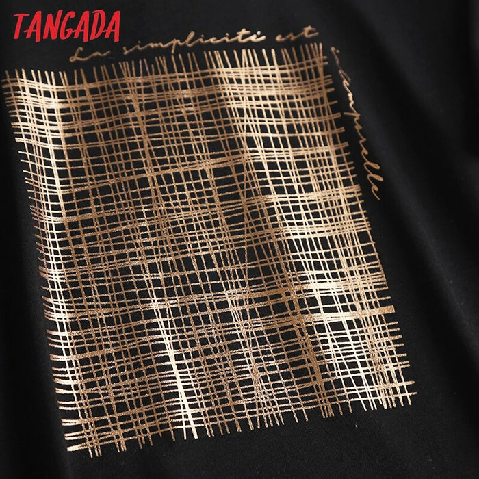 Zwart Shirt Met Gouden Opdruk Dames