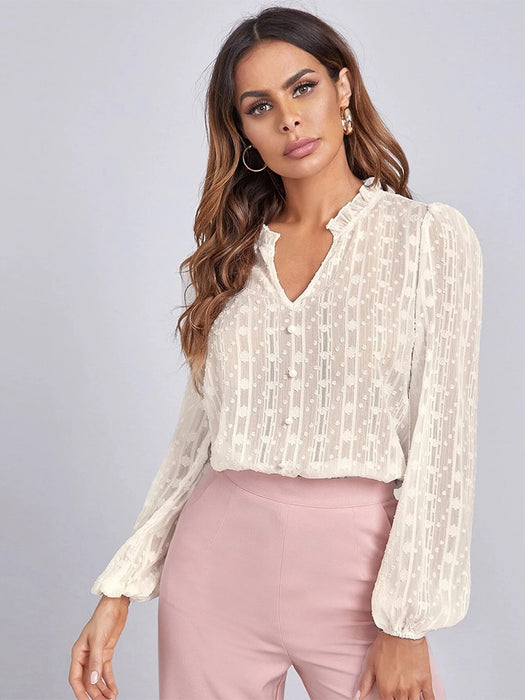 Creme Blouse Met Kant